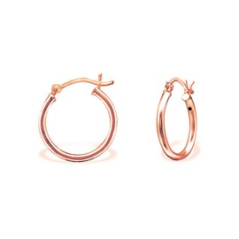 DTPsilver - Women's Hoop Earrings 925 Sterling Silver Rose Gold Plated - Small / Medium - Thickness 1.5 mm - Diameter: 14, 16, 18, 20, 30 mm, Sterling Silver, No Gemstone