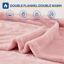 Sealy Heated Blanket Electric Throw 50"x60", Soft Double Flannel Electric Blanket with 6 Heat Levels & 2-10 Hours Auto Shut Off, Machine Washable, Even Heat Distribution, Pink