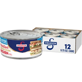 Swanson White and Dark Premium Chunk Canned Chicken Breast in Water, 9.75 OZ Can (Case of 12)