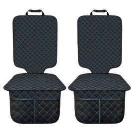 L & P Car Design Child Seat Pad Seat Protector Child Seat Protector Pad Child Car Seat Protector Back Seat Protector ISOFIX Suitable Black Stitching Blue Pack of 2