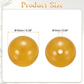 HARFINGTON 100 piezas Cuentas de piedra natural 10 mm de jade amarillo redondo, cuentas de piedra preciosa sueltas, cuentas lisas y auténticas para hacer joyas, cuentas para pulseras, collares