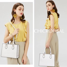 CHICAROUSAL - Bolsos cruzados y bolsos de mano para mujer, piel sintética, asa superior, Blanco, Bolsos cruzados para mujer