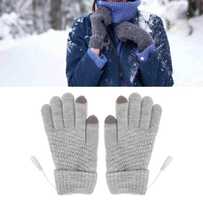 USB Heated Gloves Thicken Detachable Electronic Warming Knitted Gloves for