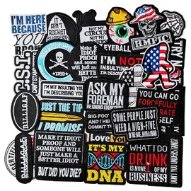 Deokdam 32Pcs Funny Sayings and Prank Meme Embroidery Patches DIY Motif Iron On Or Sew On Patches Appliques for Jeans Jackets Clothes Backpacks