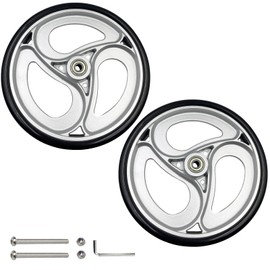 Yuqim 2 Pcs 8" Replacement Wheels for Rollator Walker and Wheelchairs - Drive Rollator Parts (Silver, 8 Inch)