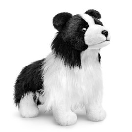 Tiny Heart Border Collie dog Stuffed Animal 28cm/11” Realistic Border Collie Puppy Plush Toy Lovely Cute Soft Gifts for Kids Bedtime Companion Plushie Border Collie Collection Interactive Play black