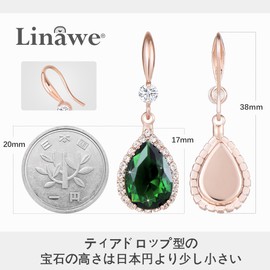 Linawe Women's Jewelry Diamond Earrings, Gift for Mother, Women's Earrings, Big, Rose Gold, Created Emerald