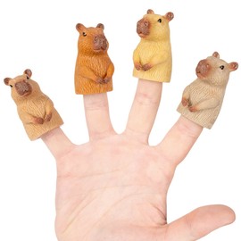 Accoutrements Archie McPhee Capybara Relaxing Rodents Cool, Calm, and Colorful Entertainment - Finger Puppet Set of 4, Brown