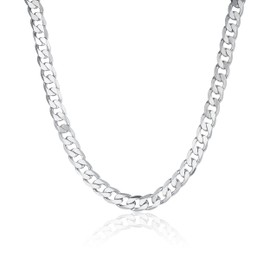 THE BLING KING Luxury 9mm Silver Plated Cuban Curb Chain Necklace - Precision Detailing, 24 Inch Length, 63g Weight - Embrace Elegance with Every Wear