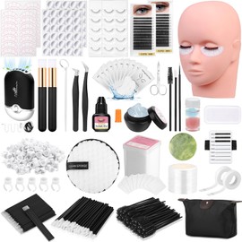 Lashes Kit for Eyelash Extension Beginner Lash Tech Starter Kit with Lash Mannequin Head, Professional Eyelash Extension Kit with Lash Fan, Extension Glue for Practice Training