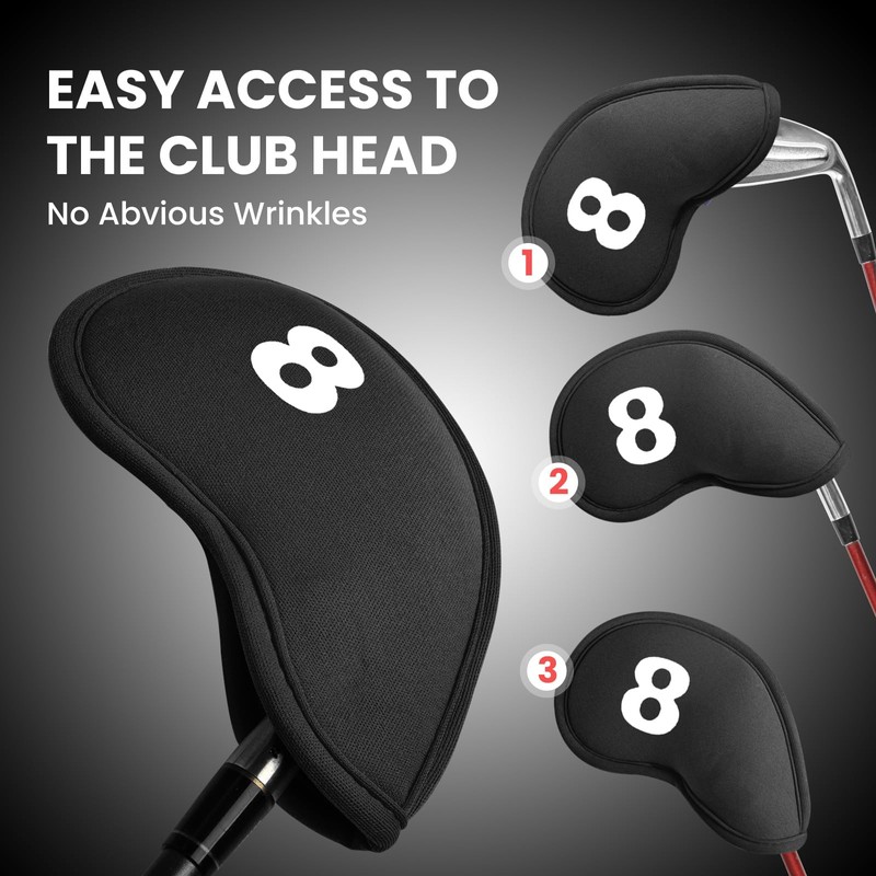 Golf Iron Headcovers Magnetic Printed Embroidered Numbers 11 Pack,Golf Iron