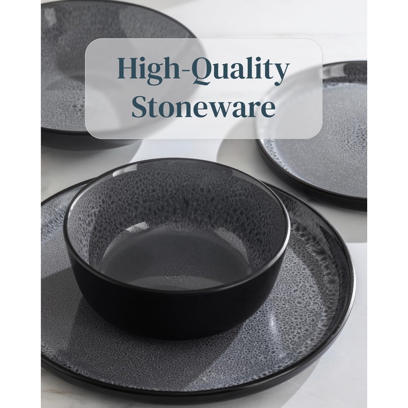 Stoneware Bowl Set of 2, Stylish Bowls Set modern dark