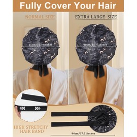 Extra Large Satin Bonnet for Sleeping Jumbo Silk Bonnet Double Layer Hair Bonnet for Women with Elastic Tie Band Sleep Wrap for Braids Curly Hair