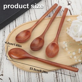 4st Holzlöffel, 23,5cm Langer Griff Suppenlöffel aus Holz zum Essen Kochen Mischen Rühren von Honig Kaffee Tee Marmelade Teelöffel Küchenutensilien zum Servieren im Homeoffice