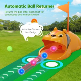 WildFun Mini Golf Set Toy for Children, 18 Pieces Indoor Outdoor Golf Case Game Set with 3 Colourful Golf Clubs, 8 Balls, Putting Mat Toy for Boys