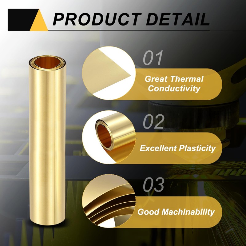 sourcing map Brass Sheet Roll, 0.5 x 25 x 2000mm(TxWxL)