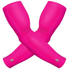 B-Driven Sports Pink Arm Compression Sleeves For Women & Men, Boys & Girl. Outdoor Protection, Cover Up, & Improved Athletic Performance. XS
