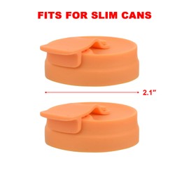 Silicone Slim Can Lids Beverage Can Cover Protector for Slim Can, Tall Skinny Can Beer Bottle, Soda, Energy Drink (Orange, 2 Pieces)