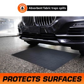 Armor All Premium Oil Spill Mat, Garage Floor Maintenance Mat (30" x 59"), Absorbent Oil Pad, Reusable, Washable, Durable, Waterproof Backing Contains Liquids, Protects Surface (USA Made)