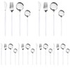 Dnalrhoi 24-Piece Korean White Silver Silverware Sets Mirror Polished Stainless