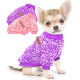 2 Pieces Dog Sweaters for Small Dogs Fall Dog Clothes Female Winter Fleece Puppy Sweaters Warm Thick Outfit Pet Small Dog Sweater for Boy Girl Dogs,XS