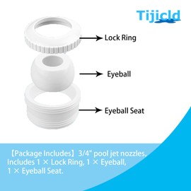 SP1419D Pool Spa Directional Flow Hydrostream Return Jet Fitting White 3/4-Inch Opening Hydrostream Directional Flow Inlet Fitting with 1-1/2-Inch MIP Thread