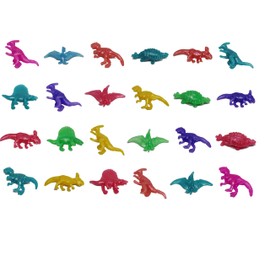 UpBrands 48 Stretchy Dinosaurs Toys 2 1/2 Inches Bulk Set, 8 Glitter Colors, Kit for Birthday Party Favors for Kids, Goodie Bags, Easter Egg Basket Stuffers, Pinata Filler, Students Rewards