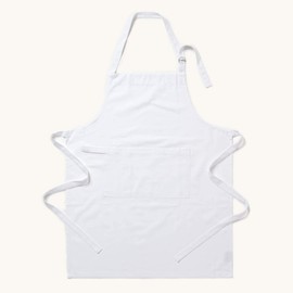 HOMESCAPES Plain Cotton White Apron with Large Pocket and Adjustable Straps - 80 x 85 cm