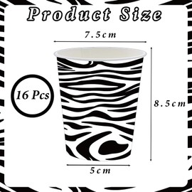 16P Jungle Safari Animal Party Zebra Print Paper Cups,Jungle Animal Party Paper Cups,Jungle Theme Party Tableware Decorations Set for Kids Jungle Safari Reptile Party Supplies