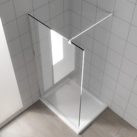 HTLOTUS Shower Support Bar, 27.6" to 47.2" Telescopic Bar for 5/16" to 3/8" Thick Glass, Wall-to-Glass Support Arm, Polished Silver