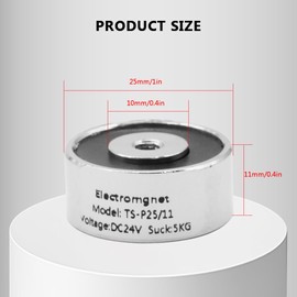 TOMSHIELE 50N 25 x 11 mm Micro imán eléctrico de elevación redondo electroimán de cilindro de elevación electroimán 24 V