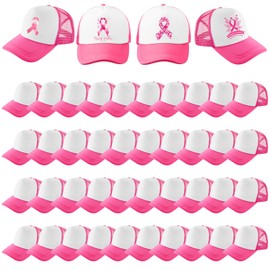 Hercicy 40 Pack Sublimation Blank Baseball Cap Adjustable Mesh Trucker Hat Unisex Polyester Golf Dad Hat Heat Transfer Rose Red