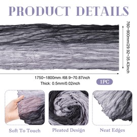 Craftdady 1 Pack Cheese Cloth Table Runner 29.92 x 68.9 Inch Gradient Grey Black Polyester Tablecloth Cheesecloth Table Cloth Gauze Boho Rustic Sheer Cloth for Wedding Party Clothing Home Table Decor