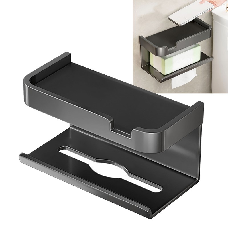 Toilet Paper Dispenser Shelf Space Saving Multifunction Wall Mounted Self