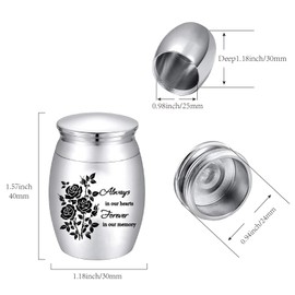 CREATCABIN Small Urns for Human Ashes Mini Keepsake Sharing Urns Memorial Ashes Holder Stainless Steel Miniature Burial Funeral Jar for Pets Male Female Family 1.18×1.57in(Silver)