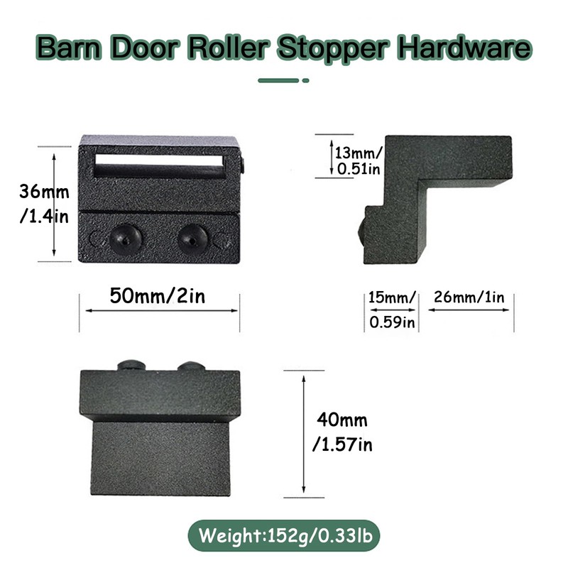 Joyangy Barn Door Roller Stopper Hardware, 2PCS 41×7mm/1.61"×0.28"(L×W) Flat Track