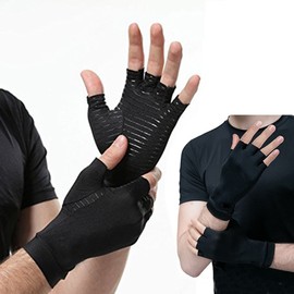 1 Pair Copper Arthritis Gloves Copper Compression Arthritis Gloves Finger Less Sports Gloves