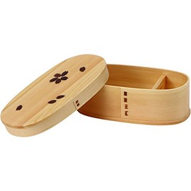 Iris Plaza BDH172 Wooden Oval Sakura Lunch / Bento Box, Band Included