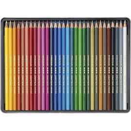 Caran d'Ache Swisscolor Watercolour Pencils in Metal Box, 30 Pieces and 2 Cards