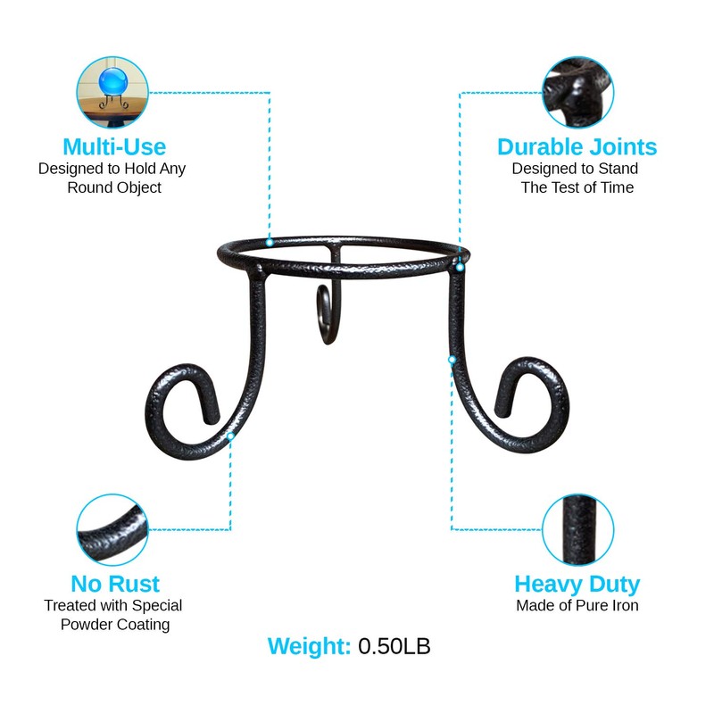 Black Iron Ball Stand - Gazing Globe Stand for Balls,