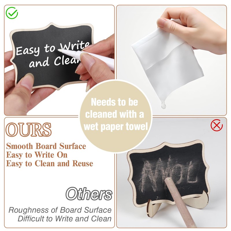 Herda 18 PCS Mini Chalkboard Signs with Easel Stand, Wooden