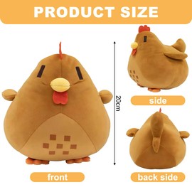 SKIPTHYBER Chicken Stuffed Plush Cute Soft Brown Chicken Doll Animal Plush Doll Figure Farm Animal Toy Soft Cuddly Farm Toy, Soft Cuddly Toy for Farm Home Decor Kids Gift 20CM