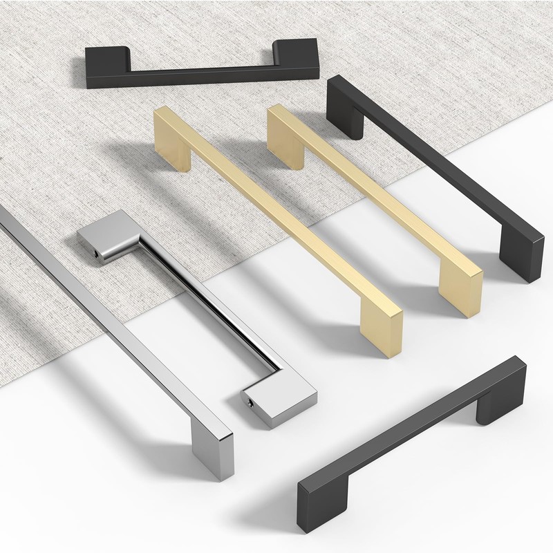 ELEBUILD Pack of 6, 128 mm, Brushed Nickel, Kitchen Handles,
