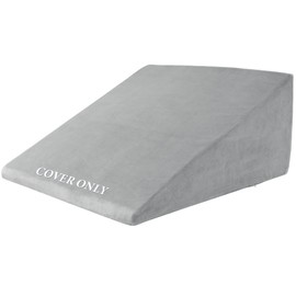 HOMBYS Ultra Soft Velvet Bed Wedge Pillow Cover-Super Soft Fleece Pillowcase with Zipper Design, Removable & Machine Washable Pillowcase, (Light Grey, 25"x25"x10.5")