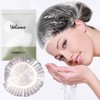 50PCS Individually Wrapped Disposable Shower Caps, Plastic Waterproof Elastic Hair