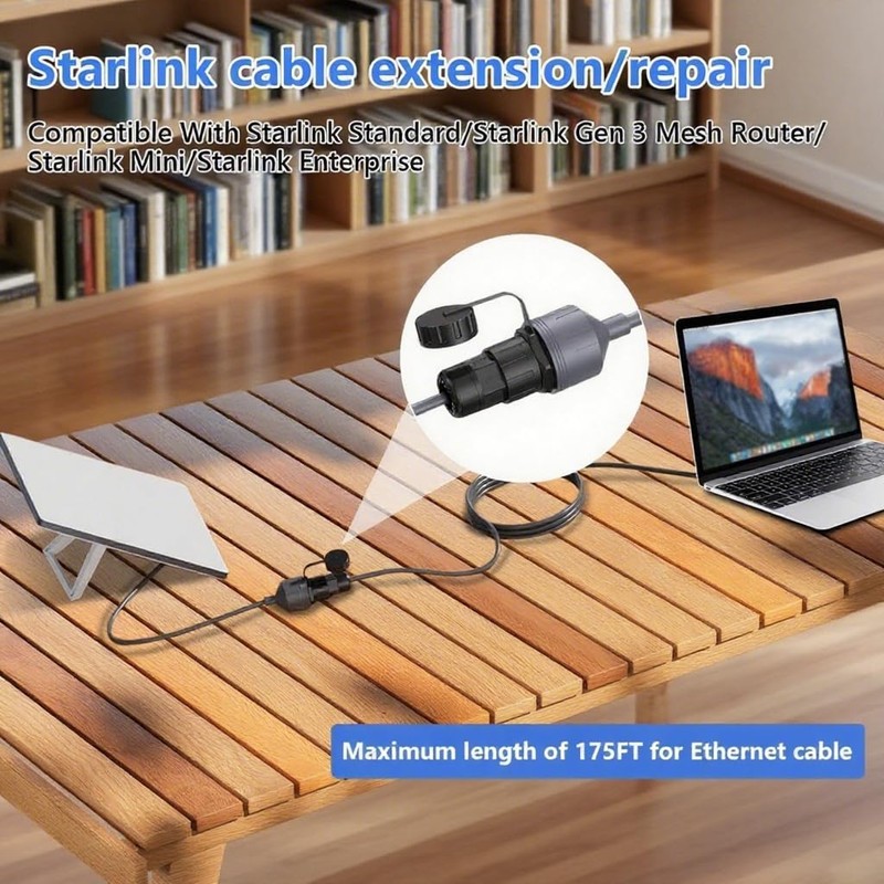 Gen 3/Mini Starlink Ethernet Adapter,Waterproof SPX Plug Male to RJ45