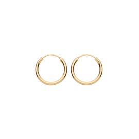 Old English Jewellers 9ct Yellow Gold on Silver 16mm Plain Basic Sleeper Hinged Hoop Earrings- Sterling Silver with Gold Overlay - Ladies Women Girls Everyday Jewellery