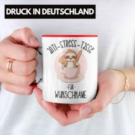 Trendation - Personalisierte Anti Stress Tasse für NAME Wunschtext Geschenkidee Kollegin Kollege Frauen Freundin Geschenk (Rot)