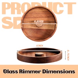 Ziliny 6 Pcs Margarita Salt Rimmer Set Glass Rimmer with Lid Home Bar Accessories Plate for Sugar Drinks Cocktails Bartender Tool Kit Party Restaurant, 5.9" Diameter (Acacia Wood)