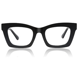 JiSoo Oversized Cat Eye Reading Glasses 1.5 Women/Ladies, Stylish Cateye Readers TR90 Frame, Black